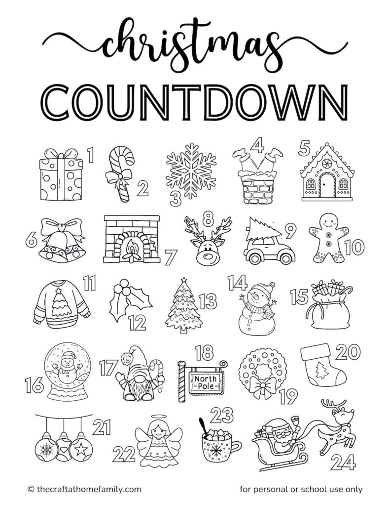 free christmas coloring countdown calendar - the craft-at-home family